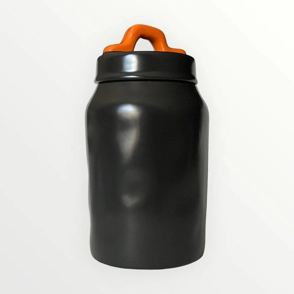 Rae Dunn GOT CANDY? Halloween Black Orange Logo Ceramic Canister With Lid